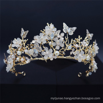 Crystal Butterfly Flower Hairband Wedding Bride Luxury Hair Accessories Korean Baroque Ethnic Twine Headband Vintage For Women